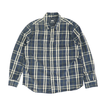Navy Plaid Flannel Button Down