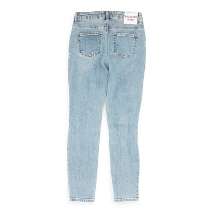 Blue Solid Mid Rise Skinny Leg Jeans