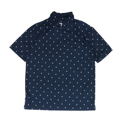 Navy Print Short Sleeve Polo