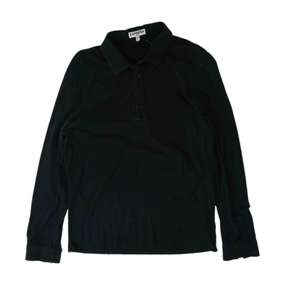 Black Solid Long Sleeve Polo