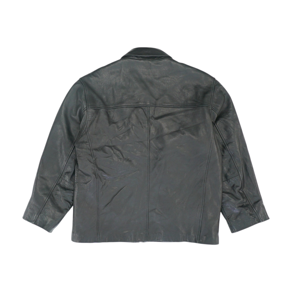 John Ashford Black Solid Leather Jacket – Image 2