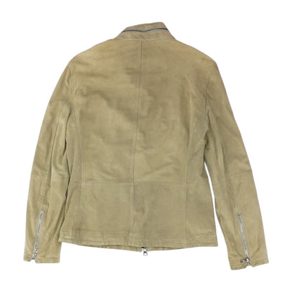 Beige Solid Goat Suede Jacket