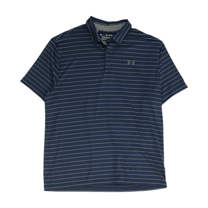 Navy Striped Short Sleeve Polo