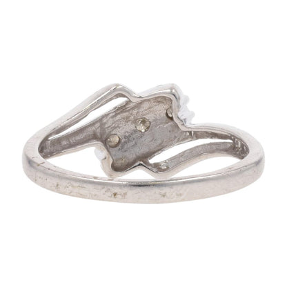 10K White Gold Illusion Set Round Diamond Bypass Cocktail Ring