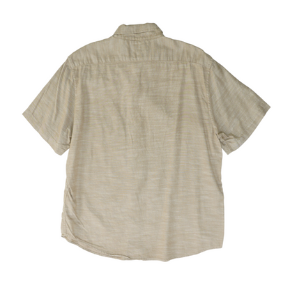 Brown Solid Short Sleeve Button Down