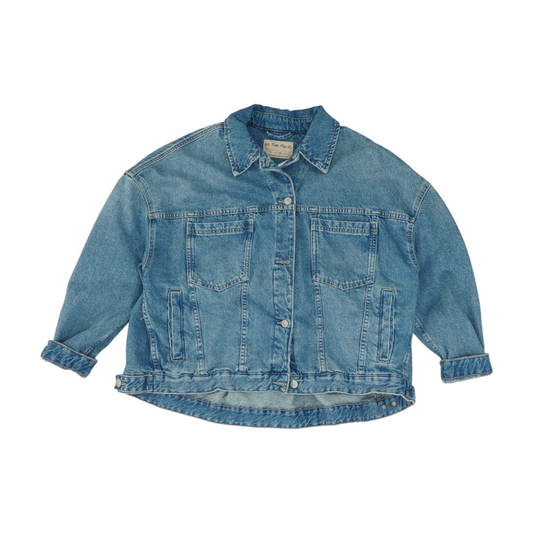 Blue Solid Denim Jacket