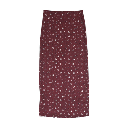 Maroon Floral Midi Skirt