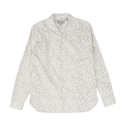 White Print Long Sleeve Button Down