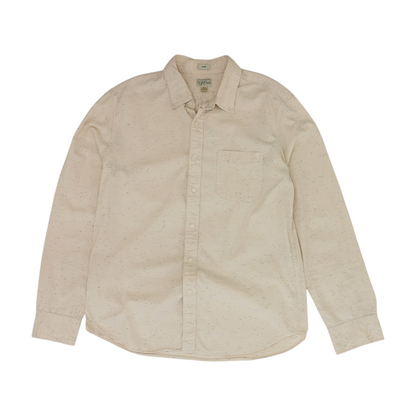 Beige Solid Long Sleeve Button Down