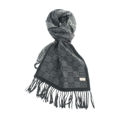 Gray GG Wool Jacquard Scarf