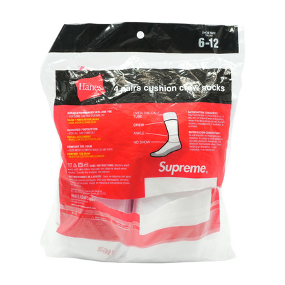 White SUPREME X HANES 4 Pair Cushion Crew Socks