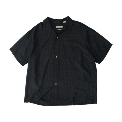 Black Solid Short Sleeve Button Down
