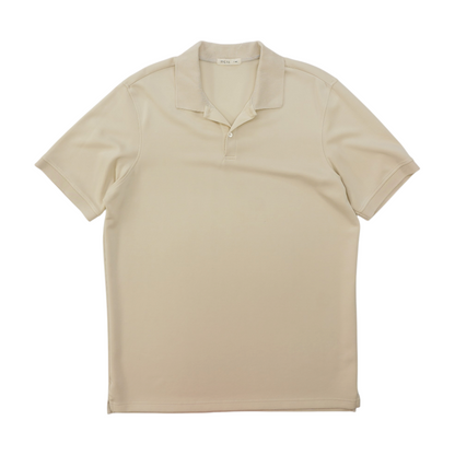 Beige Solid Short Sleeve Polo
