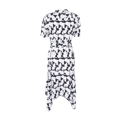 White Abstract Midi Dress
