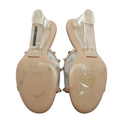 Pink Rockstud Skin Heeled Sandals