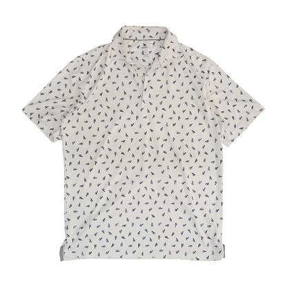 White Graphic Short Sleeve Polo