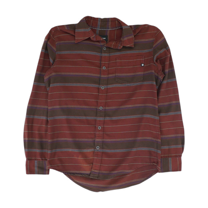 Maroon Striped Long Sleeve Button Down