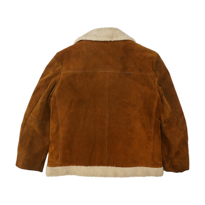 Vintage Suede Sherpa-Lined Brown Solid Jacket