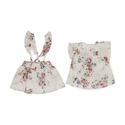 Beige Floral Short Sleeve Set