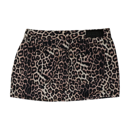 Beige Animal Print Mini Skirt