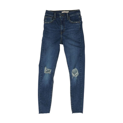 Blue Solid High Rise Skinny Leg Jeans