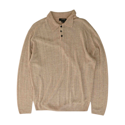 Tan Solid Long Sleeve Polo