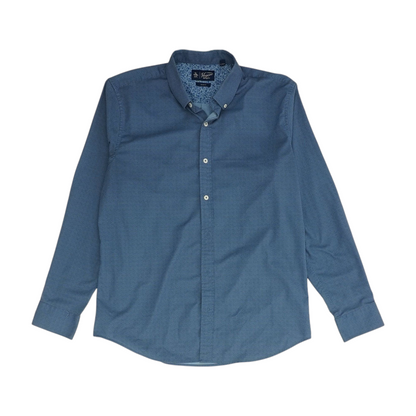 Blue Polka Dot Long Sleeve Button Down