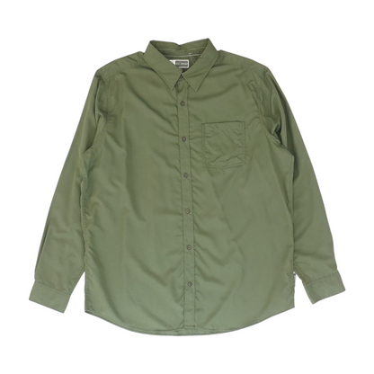 Green Solid Long Sleeve Button Down