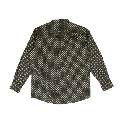 Black Geometric Long Sleeve Button Down