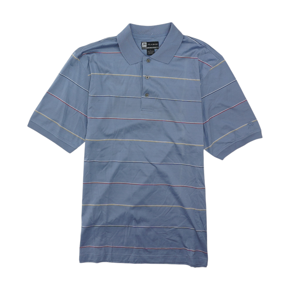 Blue Striped Short Sleeve Polo