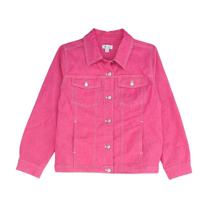Pink Solid Denim Jacket
