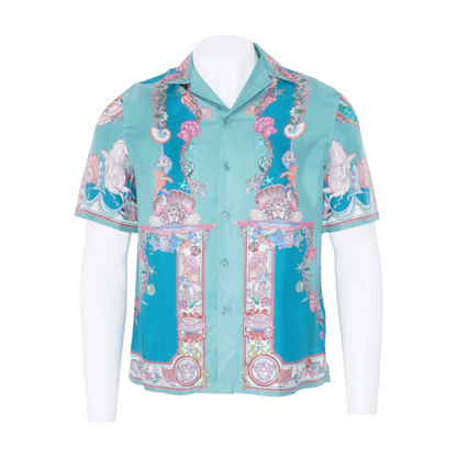 Coral Theater Silk Twill Camp Shirt