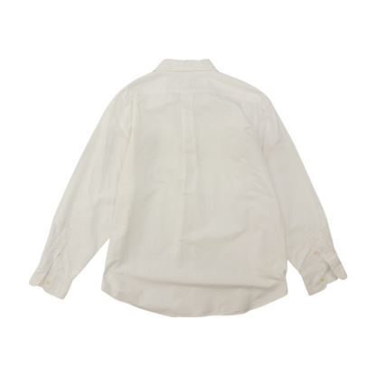 White Solid Long Sleeve Button Down
