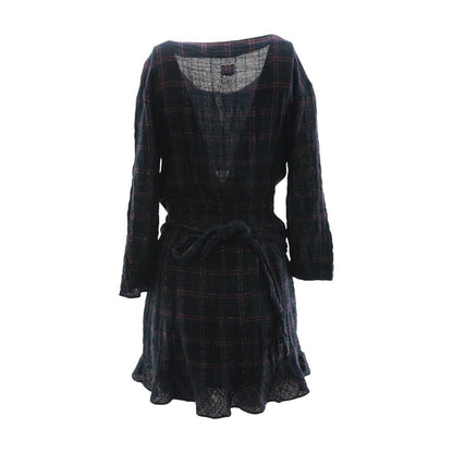 Black Plaid Midi Dress