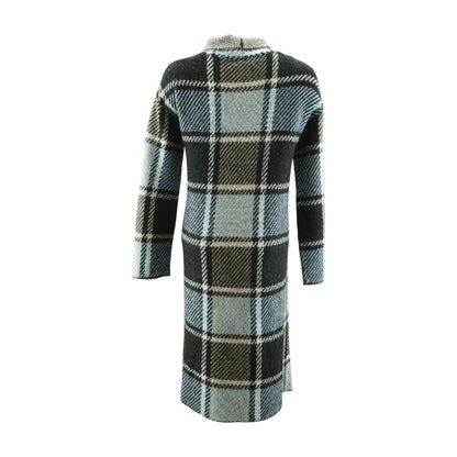 Blue Plaid Cardigan Sweater