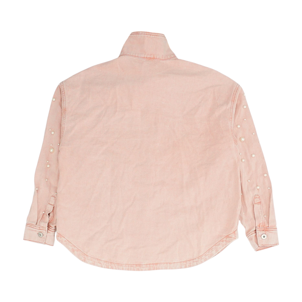 Pink Solid Denim Jacket