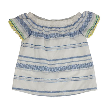 White Striped Short Sleeve Blouse