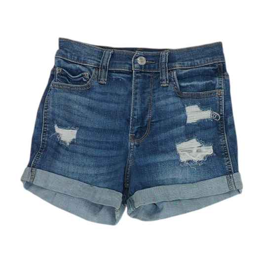 Blue Solid Denim Shorts
