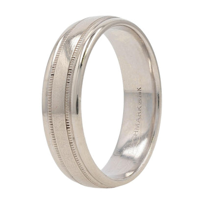 14K White Gold Coin Edge Grooved Band