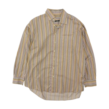 Brown Striped Long Sleeve Button Down