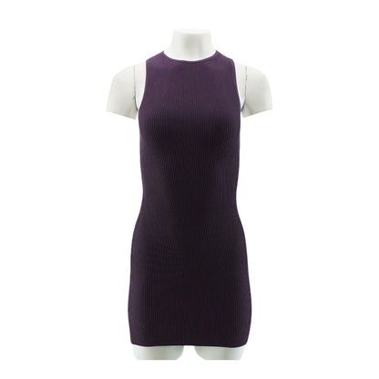 Purple Solid Mini Dress