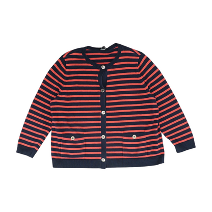 Navy Plus Striped Cardigan Sweater