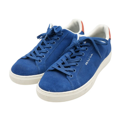Lux Suede-Trimmed Leather Sneakers Blue Low Top Athletic Shoes