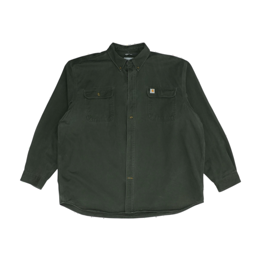 Green Solid Long Sleeve Button Down