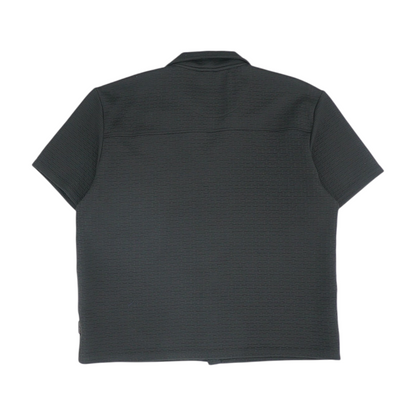Black Solid Short Sleeve Button Down