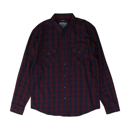 Burgundy Check Long Sleeve Button Down