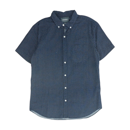 Navy Print Short Sleeve Button Down