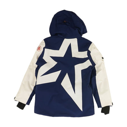 Navy And White Color Block Ski Jacket
