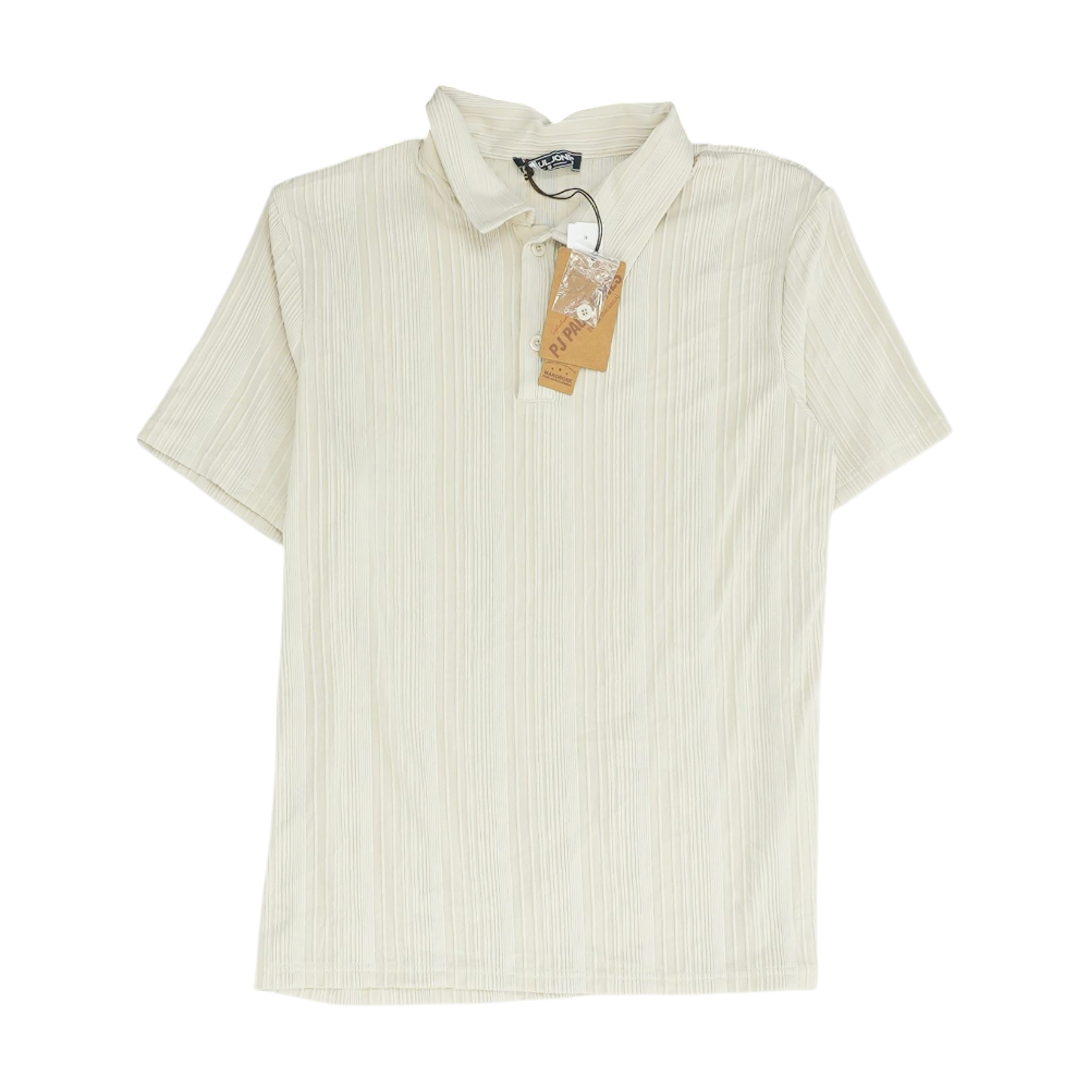 Beige Solid Short Sleeve Polo