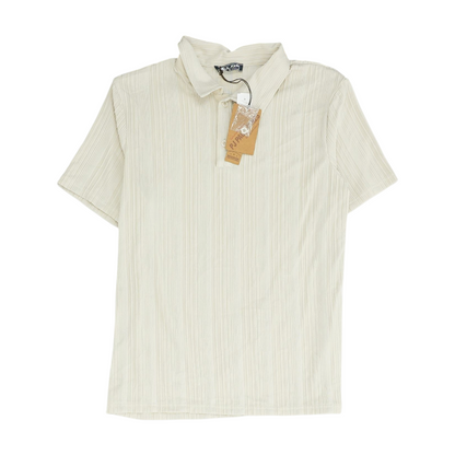 Beige Solid Short Sleeve Polo